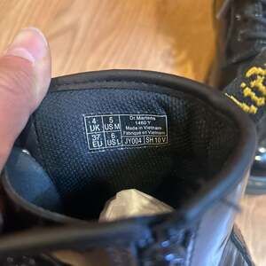 Dr. Martens 1460Y Youth Black Patent Leather Lace-Up Side-Zip Boots, Size 6 US L